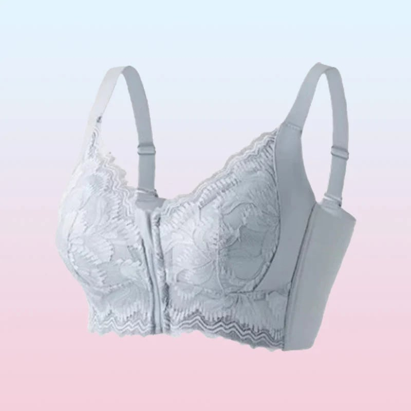 Sutiã Feminino Confortável com Fecho Frontal, Renda e Suporte para Postura