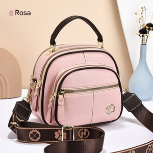Bolsa transversal de couro com alça larga ajustável e compartimentos multifuncionais clássicos