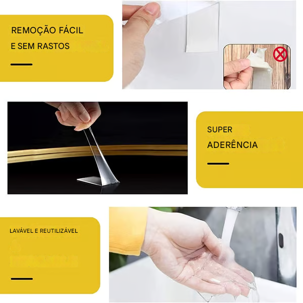 ⭐Fita Transparente Mágica Nano de Dupla Face — Fita Reutilizável para Casa sem Marcas com Alta Aderência
