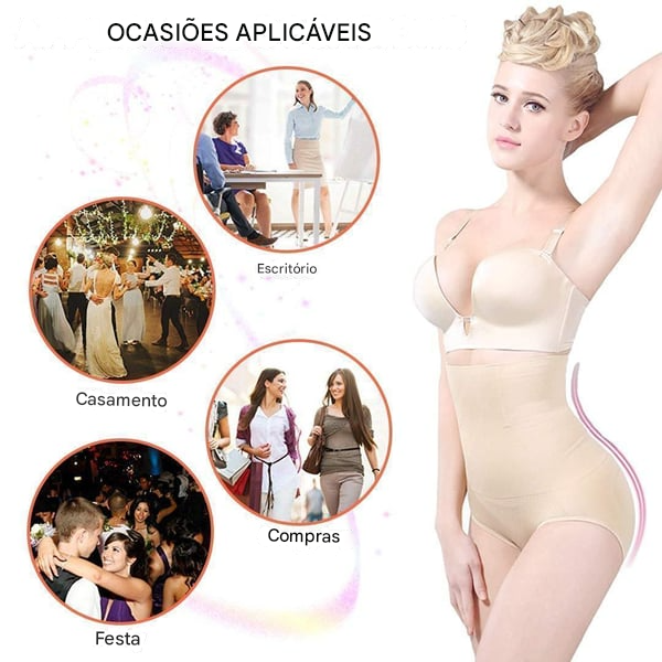 Calcinha modeladora de cintura alta com controle de barriga