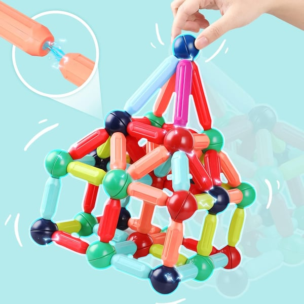 🔥Conjunto de bolas e hastes magnéticas - blocos de construção magnéticos educacionais - ( PROMOÇÃO DIAS DAS CRIANÇAS)