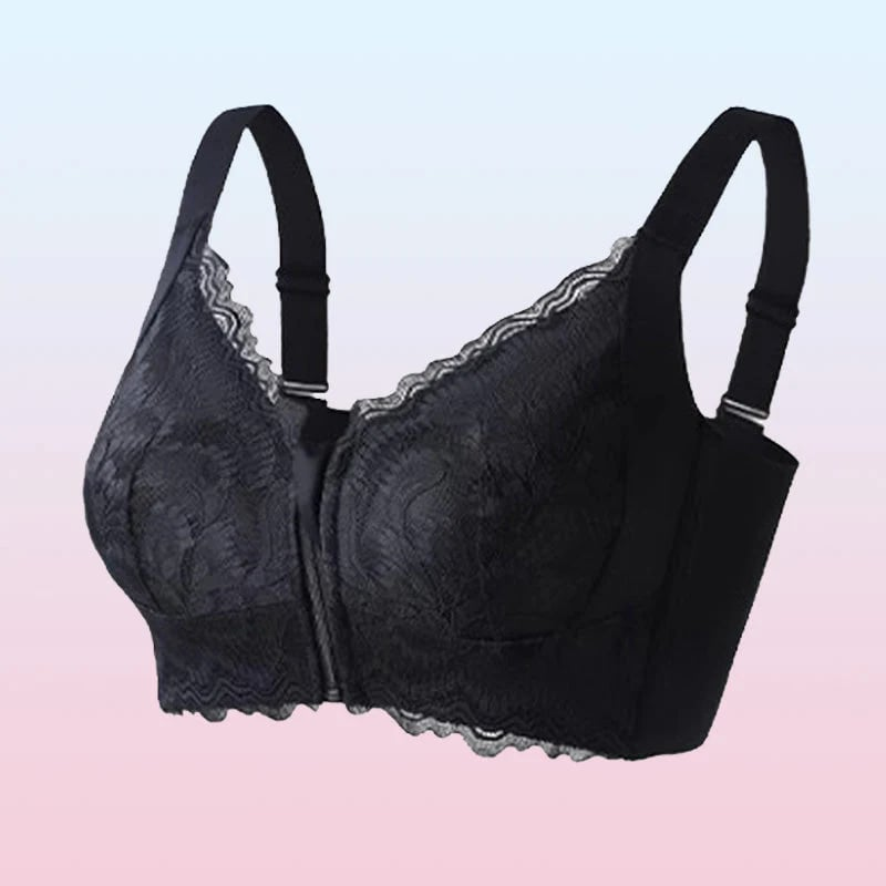 Sutiã Feminino Confortável com Fecho Frontal, Renda e Suporte para Postura
