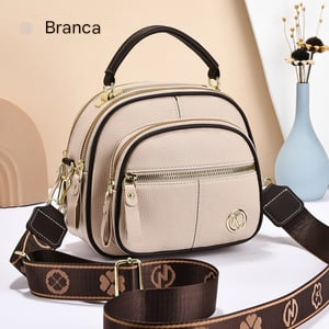 Bolsa transversal de couro com alça larga ajustável e compartimentos multifuncionais clássicos