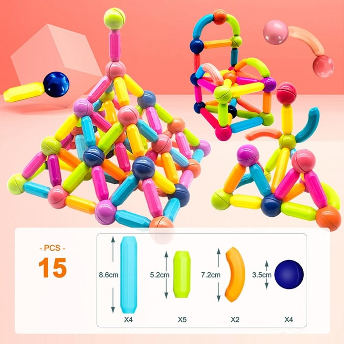 🔥Conjunto de bolas e hastes magnéticas - blocos de construção magnéticos educacionais - ( PROMOÇÃO DIAS DAS CRIANÇAS)