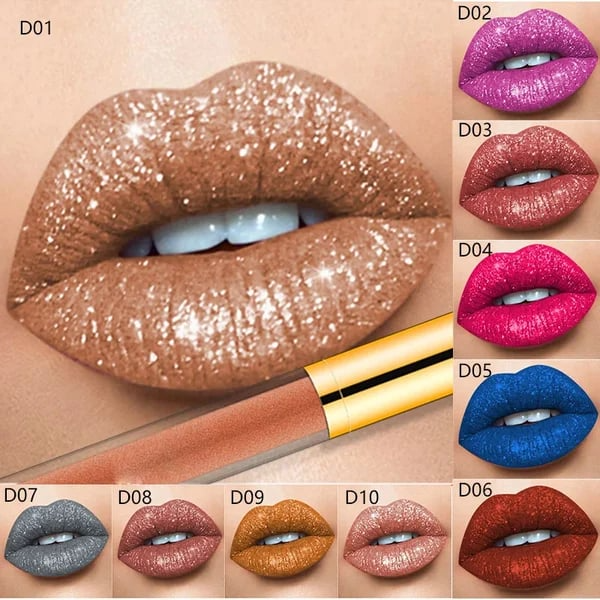 Batons Líquido Metálico com Glitter Diamante