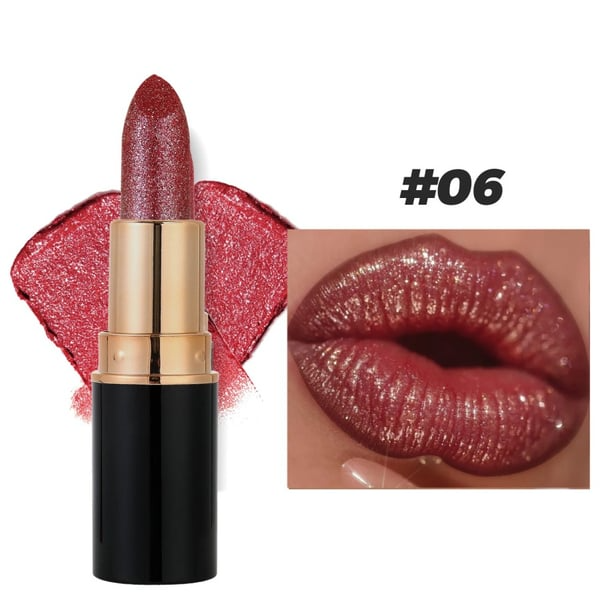 Brilho labial diamante, batom com glitter à prova d'água