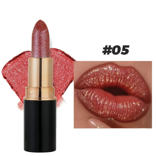 Brilho labial diamante, batom com glitter à prova d'água