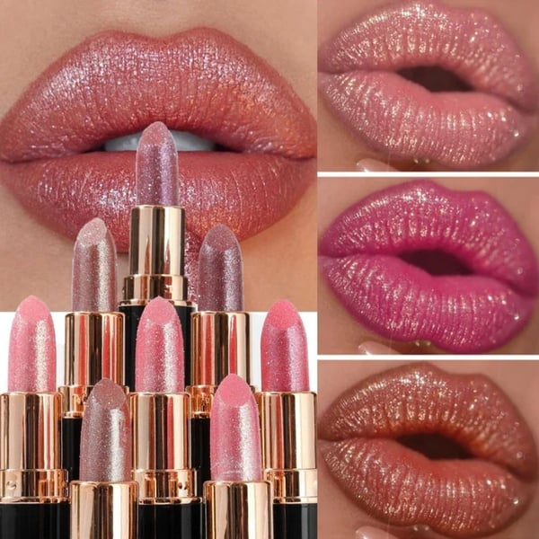 Brilho labial diamante, batom com glitter à prova d'água