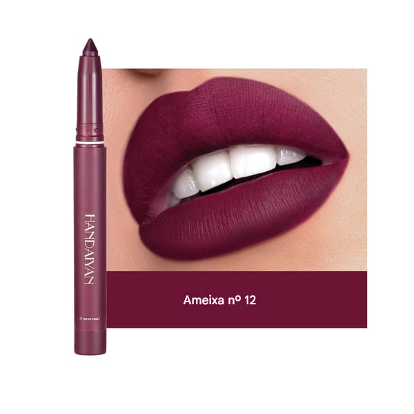 💋Lápis de batom fosco rotativos e apontáveis (COMPRE 1 LEVE 2)