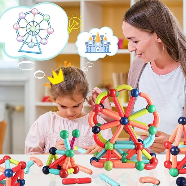 🔥Conjunto de bolas e hastes magnéticas - blocos de construção magnéticos educacionais - ( PROMOÇÃO DIAS DAS CRIANÇAS)