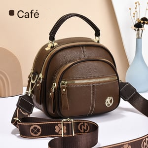 Bolsa transversal de couro com alça larga ajustável e compartimentos multifuncionais clássicos
