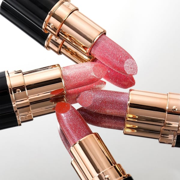 Brilho labial diamante, batom com glitter à prova d'água