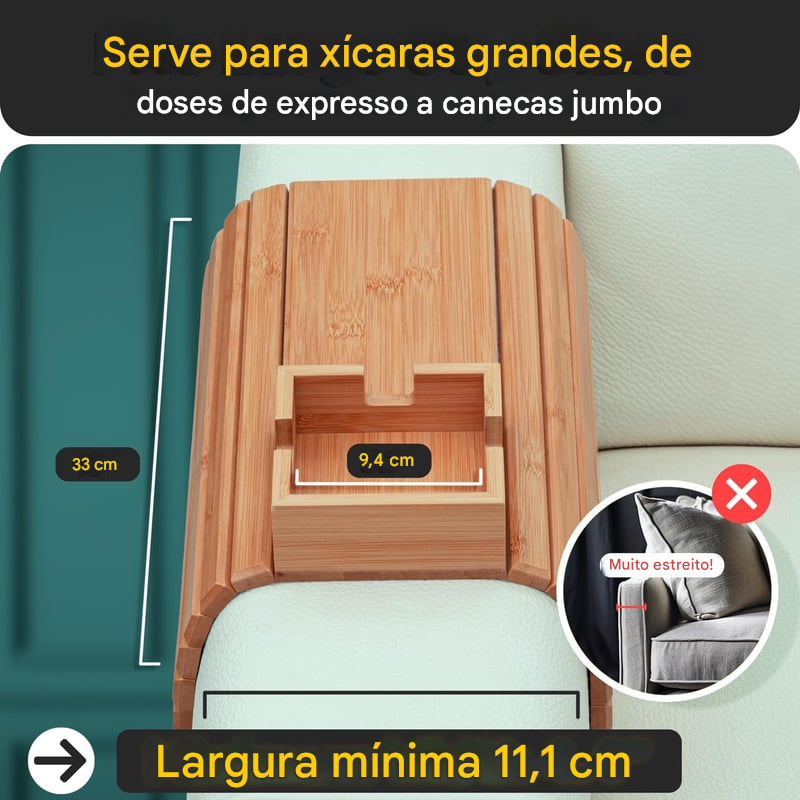 Porta-Copos de Madeira para Sofá (Compre 1 Leve 2)