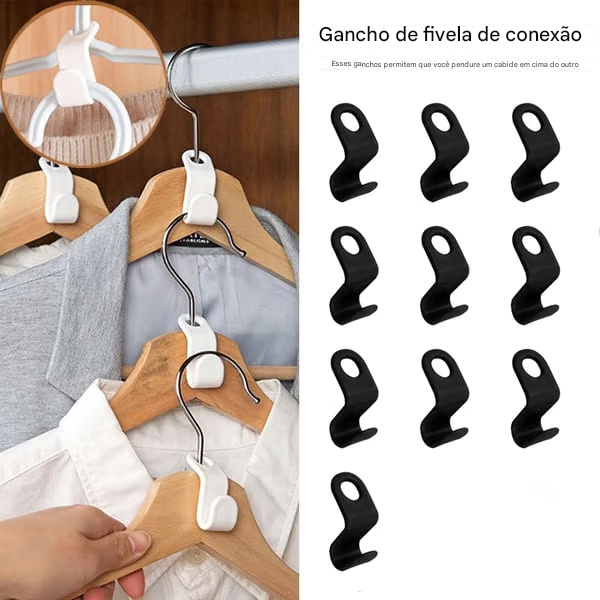 【🔥O melhor ajudante para o seu armário】Ganchos conectores para cabides que economizam espaço