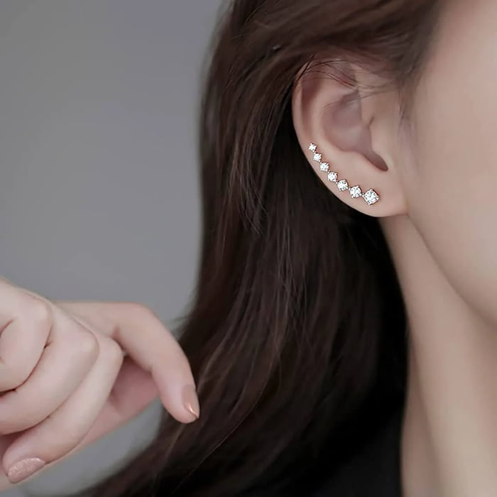 👂Brincos de Pino com Diamante Estrela de Sete Pontas