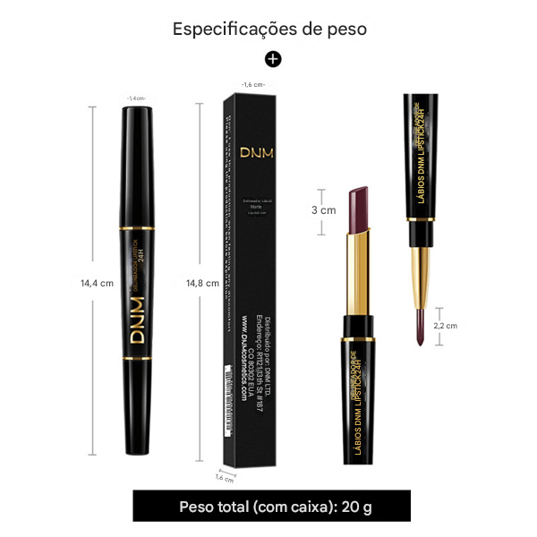 🔥Batom e Lápis de Lábios 2 em 1 à Prova d'Água