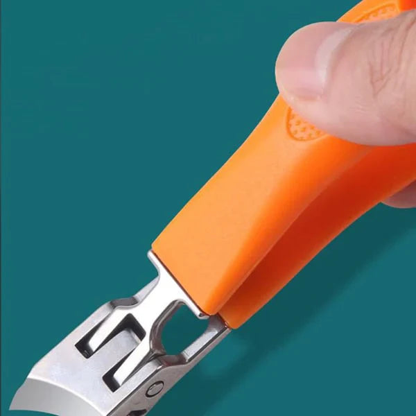 ✂️Cortador de unhas inclinado com abertura ampla e proteção contra respingos
