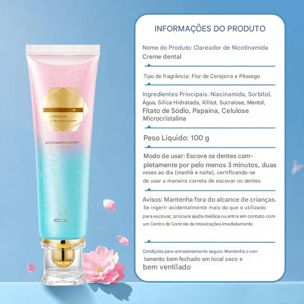 ✨🦷 Pasta de Dente Clareadora com Niacinamida – Para Dentes Mais Saudáveis e Brancos!