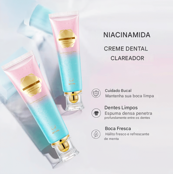 🦷 [Queima de Estoque🔥] Compre 1 Leve 2 Pasta de Dente Clareadora com Niacinamida!
