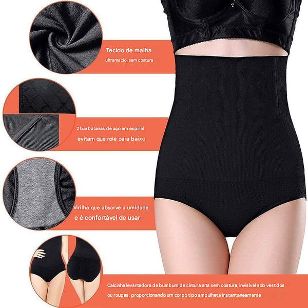 Calcinha modeladora de cintura alta com controle de barriga