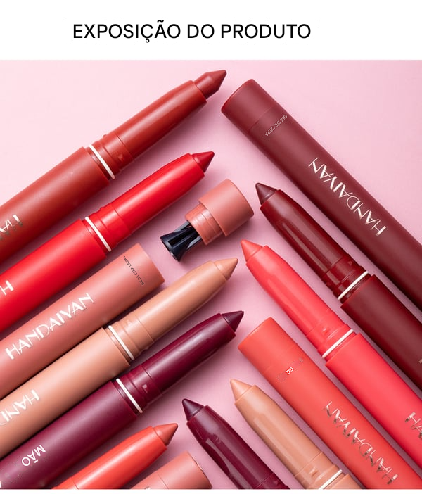 💋Lápis de batom fosco rotativos e apontáveis (COMPRE 1 LEVE 2)